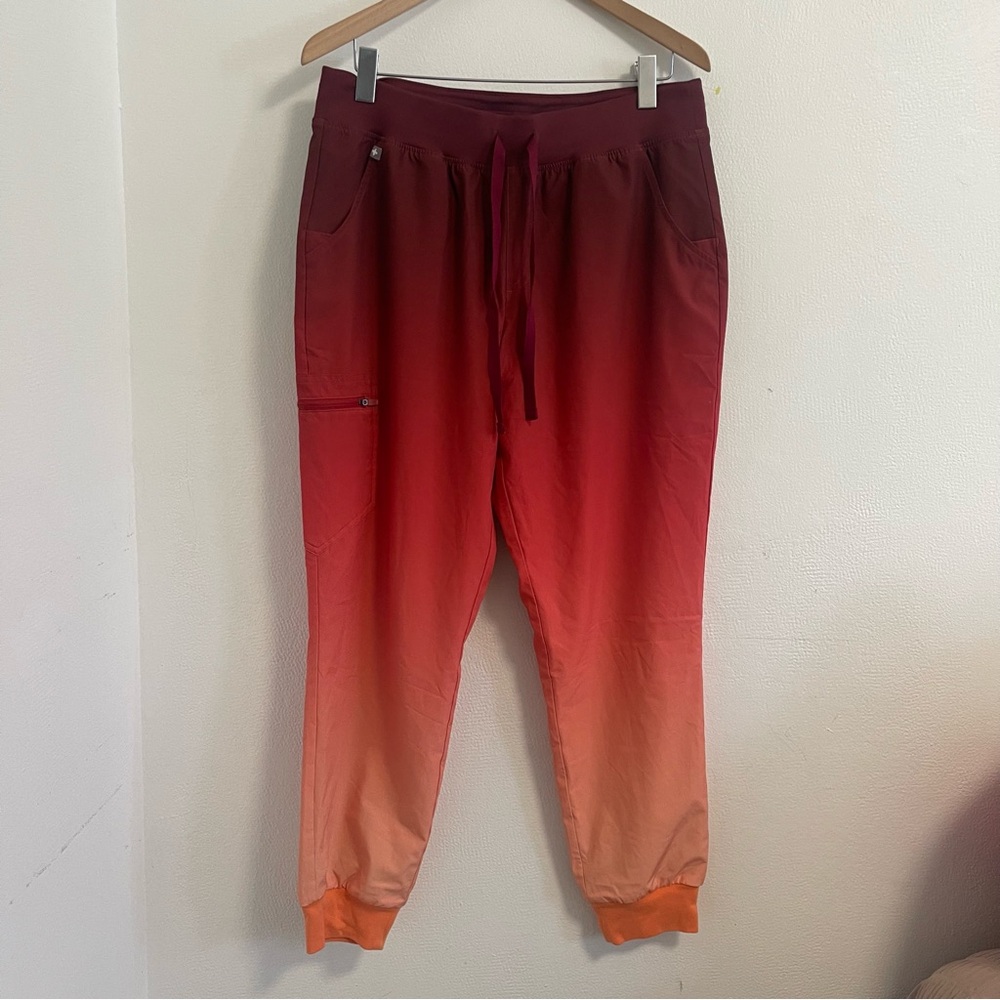 Figs Red Orange Sunrise Ombre Jogger Scrub Pants